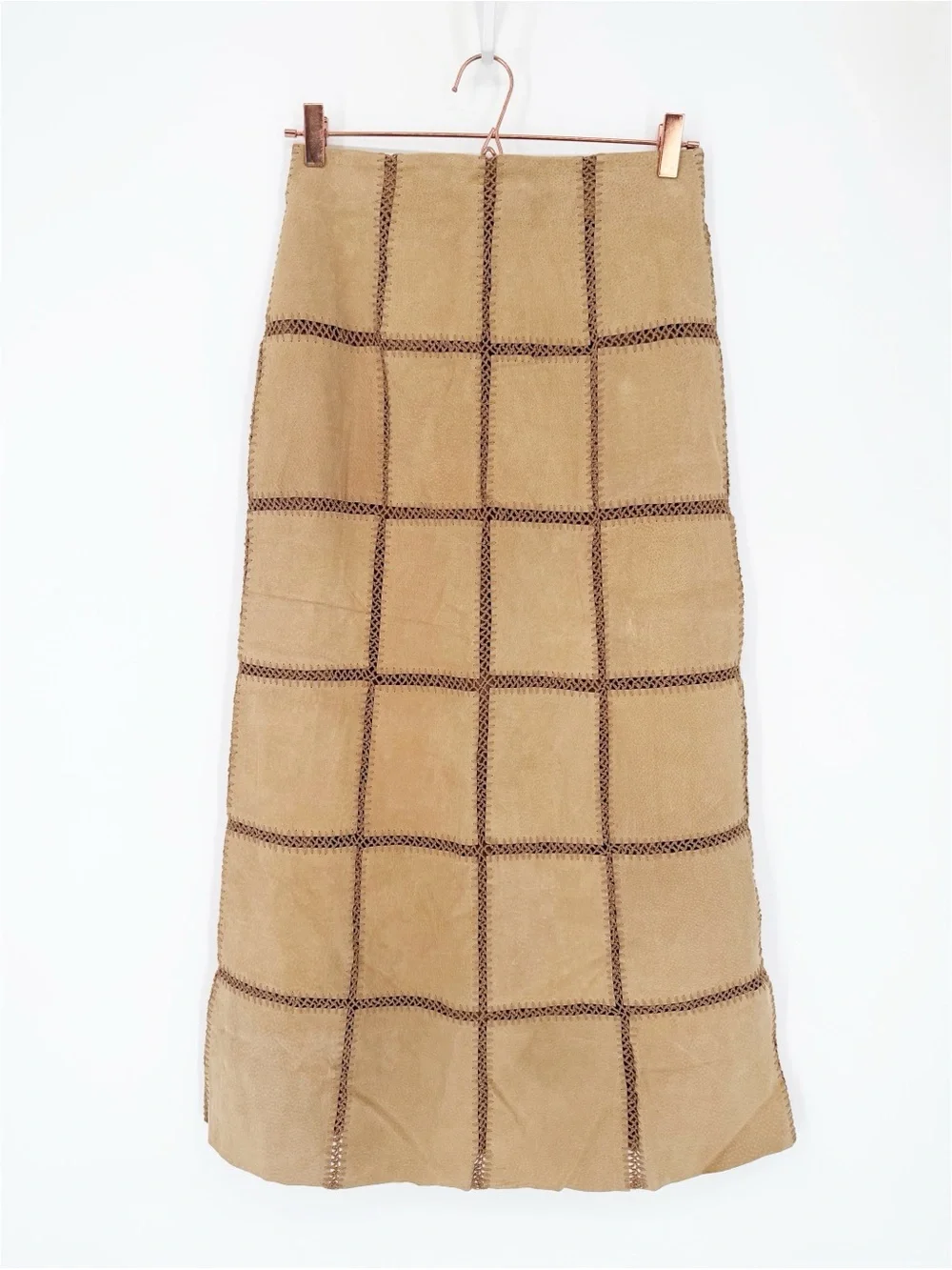 Vintage Bagatelle by Margaret Godfrey Suede Leather Patchwork Skirt New